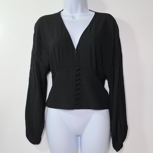 Abercrombie & Fitch Black Long Sleeve  Button-Up Top Size Small - Picture 2 of 14